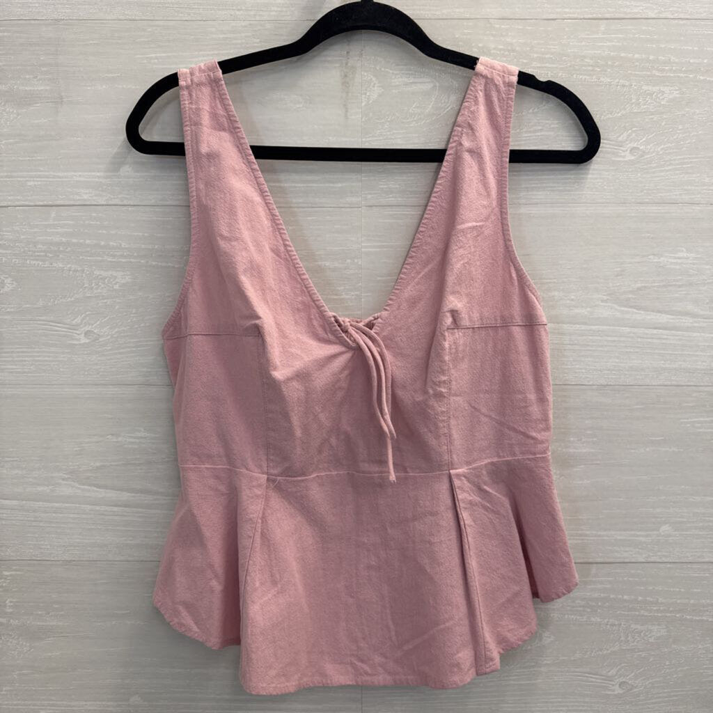 Free People Pink V Neck Tie Front Mika Tank Top Small