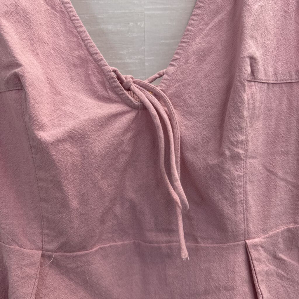 Free People Pink V Neck Tie Front Mika Tank Top Small