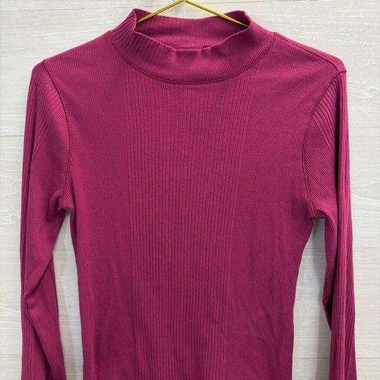 Intimately Free People Purple Ribbed Mock Neck Long Sleeve Top Large