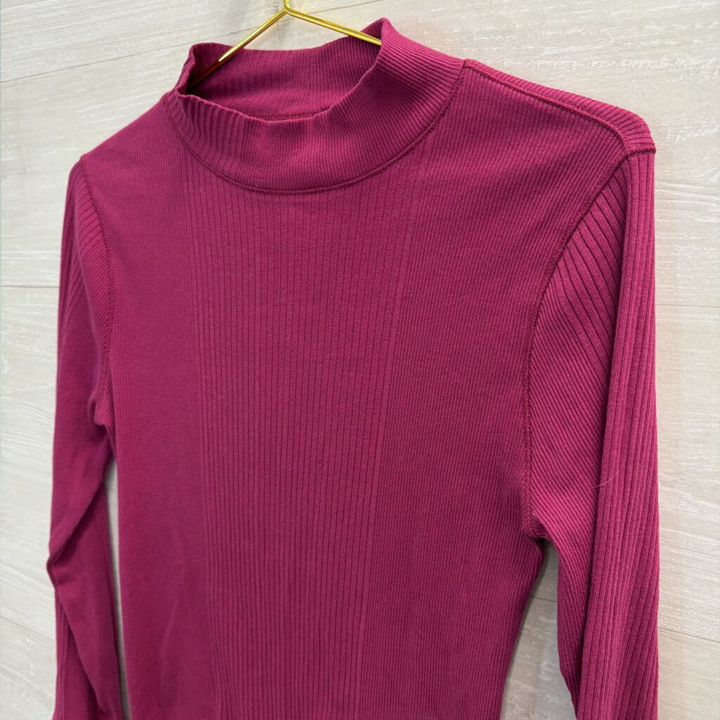Intimately Free People Purple Ribbed Mock Neck Long Sleeve Top Large