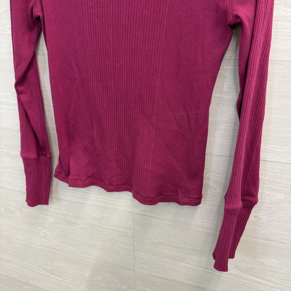 Intimately Free People Purple Ribbed Mock Neck Long Sleeve Top Large