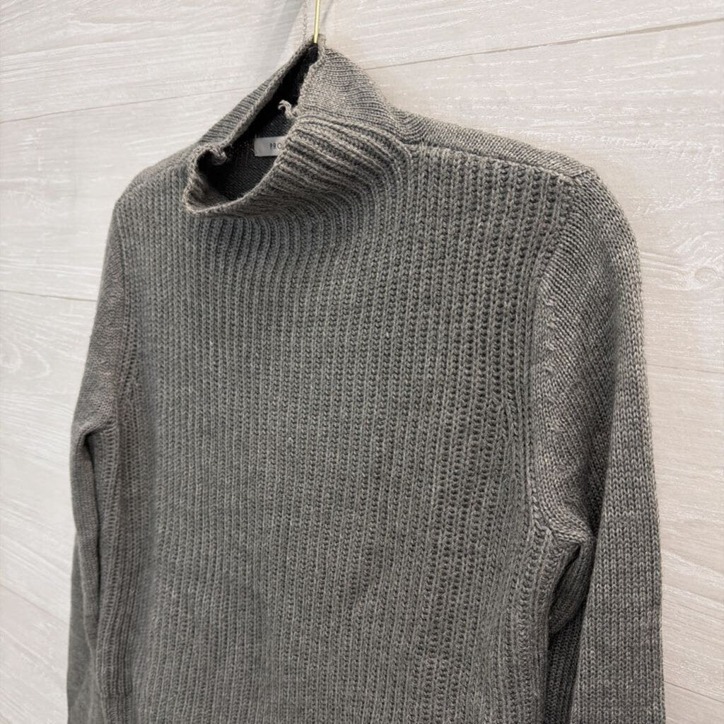 Project Naadam Grey Knit Mock Neck Sweater Extra Small