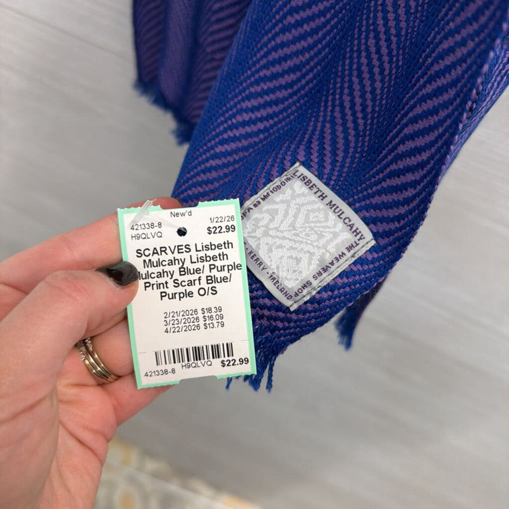 Lisbeth Mulcahy Blue/ Purple Print Scarf