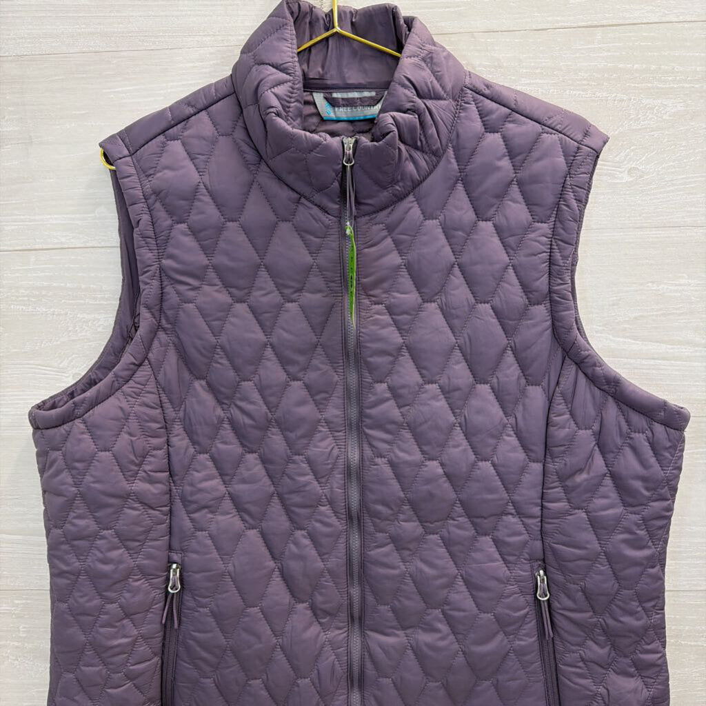 Free Country Purple Quilted Zip Up Vest XXL