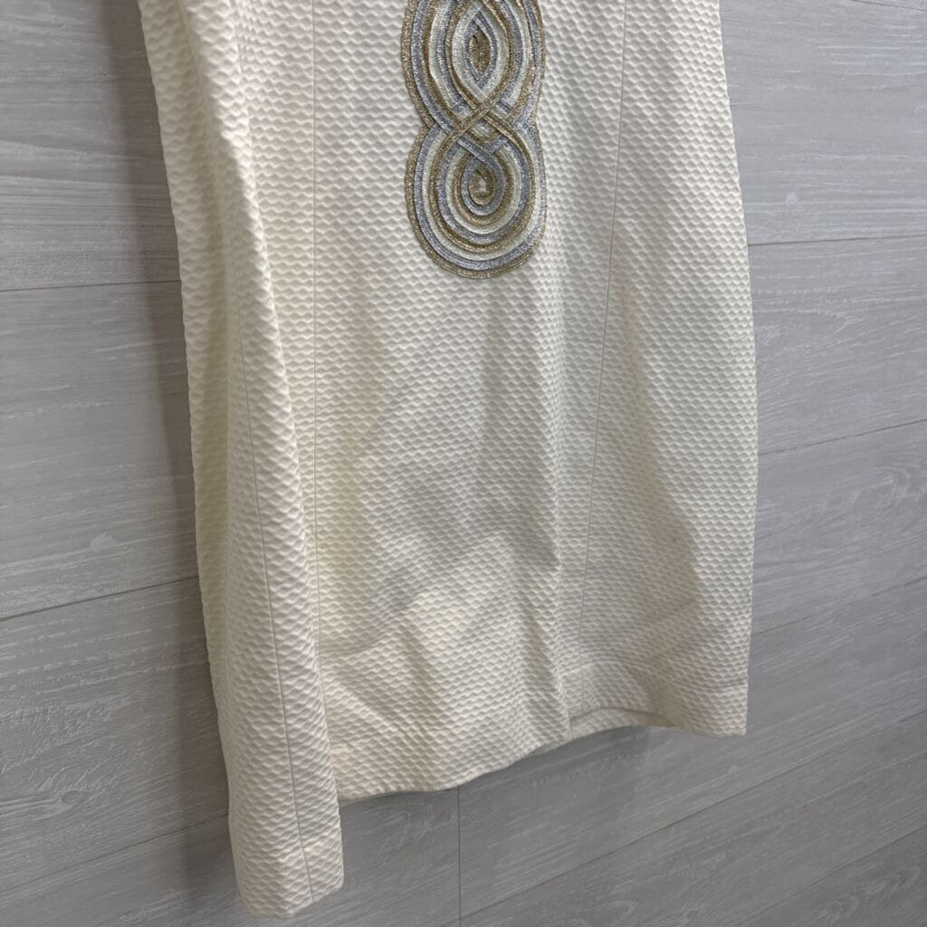 Lilly Pulitzer Cream/ Silver/ Gold Textured Valli Shift Dress 6