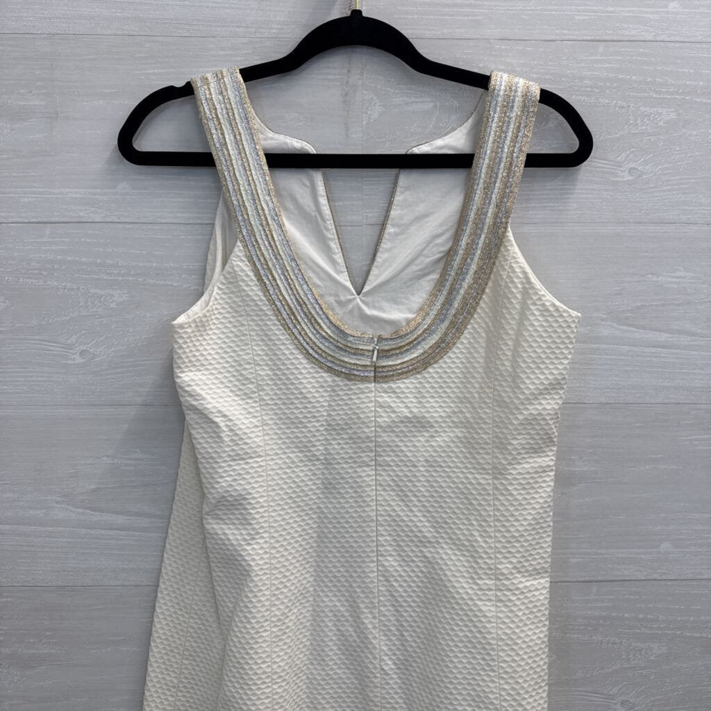 Lilly Pulitzer Cream/ Silver/ Gold Textured Valli Shift Dress 6