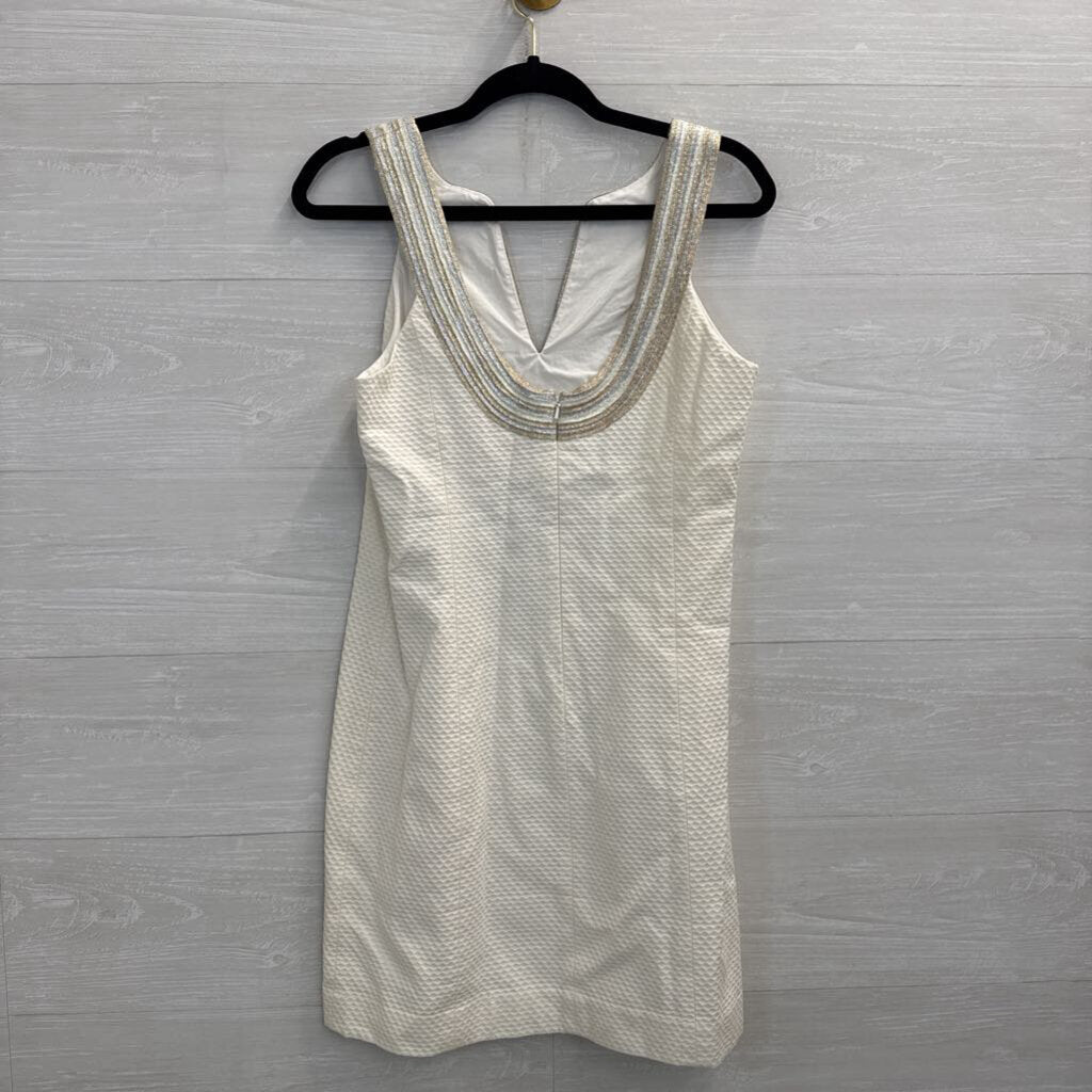 Lilly Pulitzer Cream/ Silver/ Gold Textured Valli Shift Dress 6