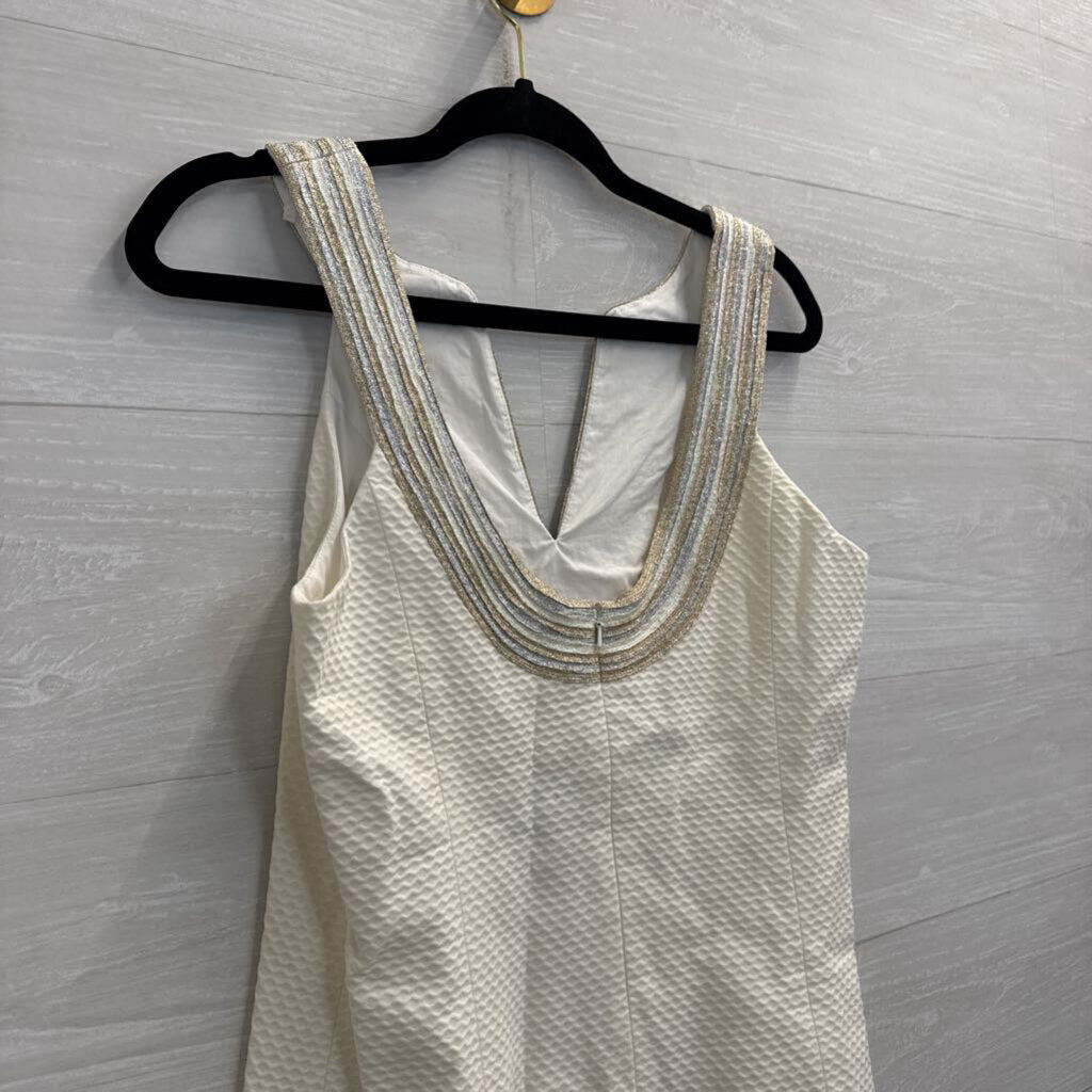 Lilly Pulitzer Cream/ Silver/ Gold Textured Valli Shift Dress 6