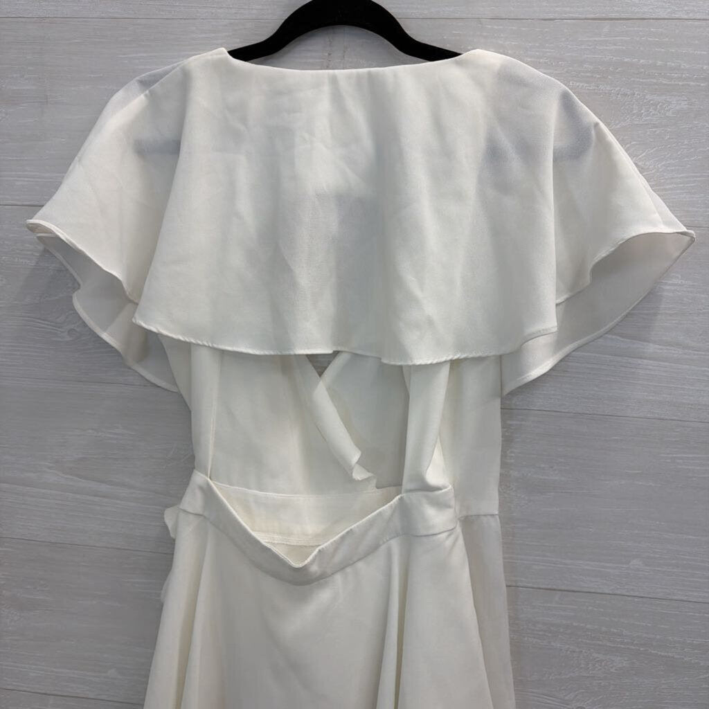 Do Be White Ruffle Detail Short Sleeve Wrap Romper Medium