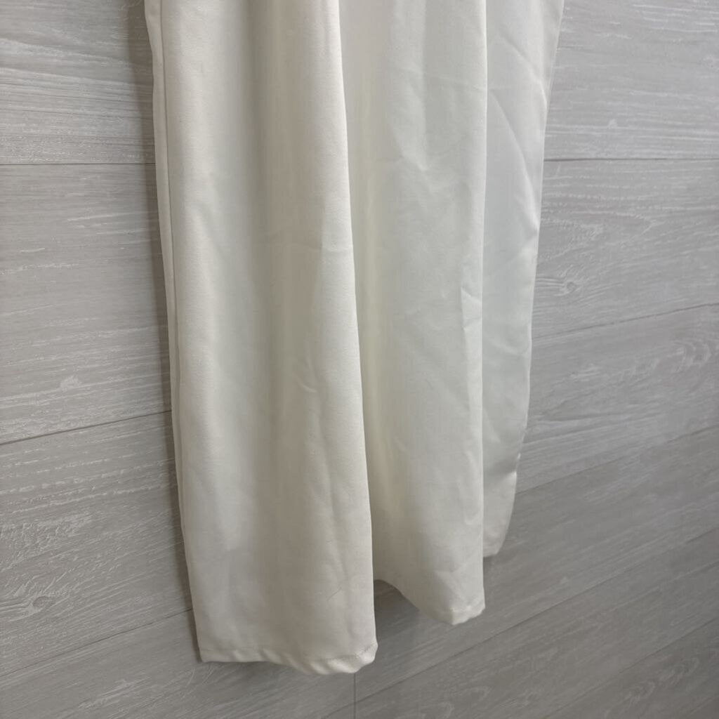 Vanilla Bay White Scallop Detail High Neck Dress Medium