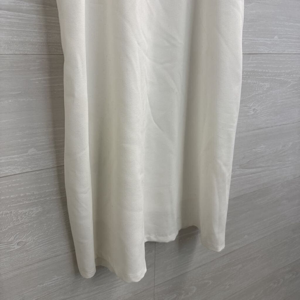 Vanilla Bay White Scallop Detail High Neck Dress Medium