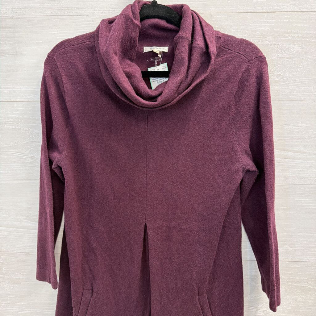 Tyler Boe Purple Knit Long Sleeve Turtleneck Sweater Dress Small