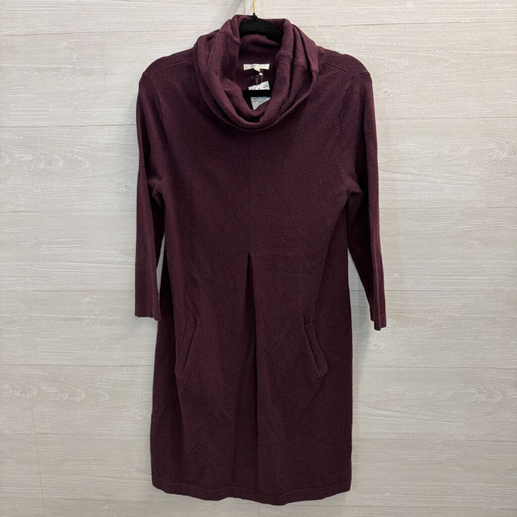 Tyler Boe Purple Knit Long Sleeve Turtleneck Sweater Dress Small
