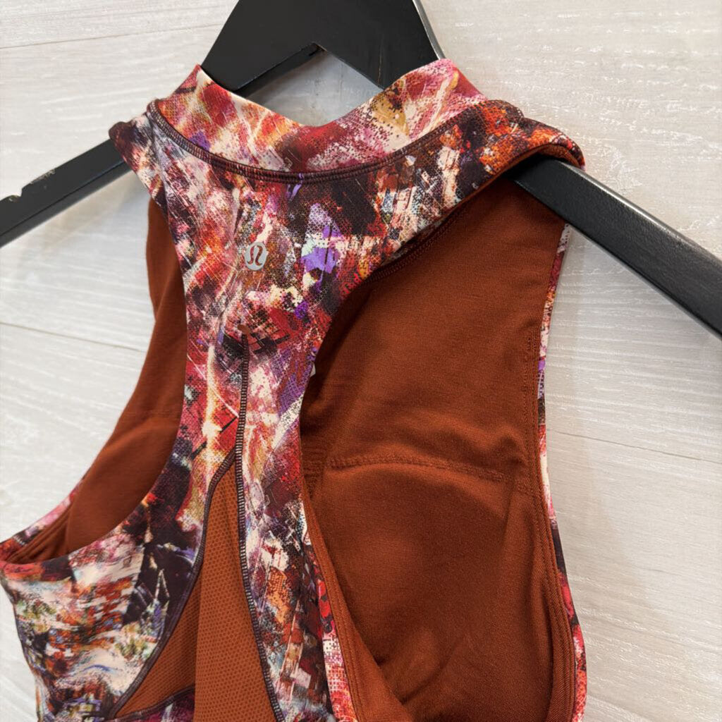 Lululemon Purple Print High Neck Cropped Tank Top 8