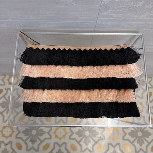 Black/ Pink Fringe Clutch Purse