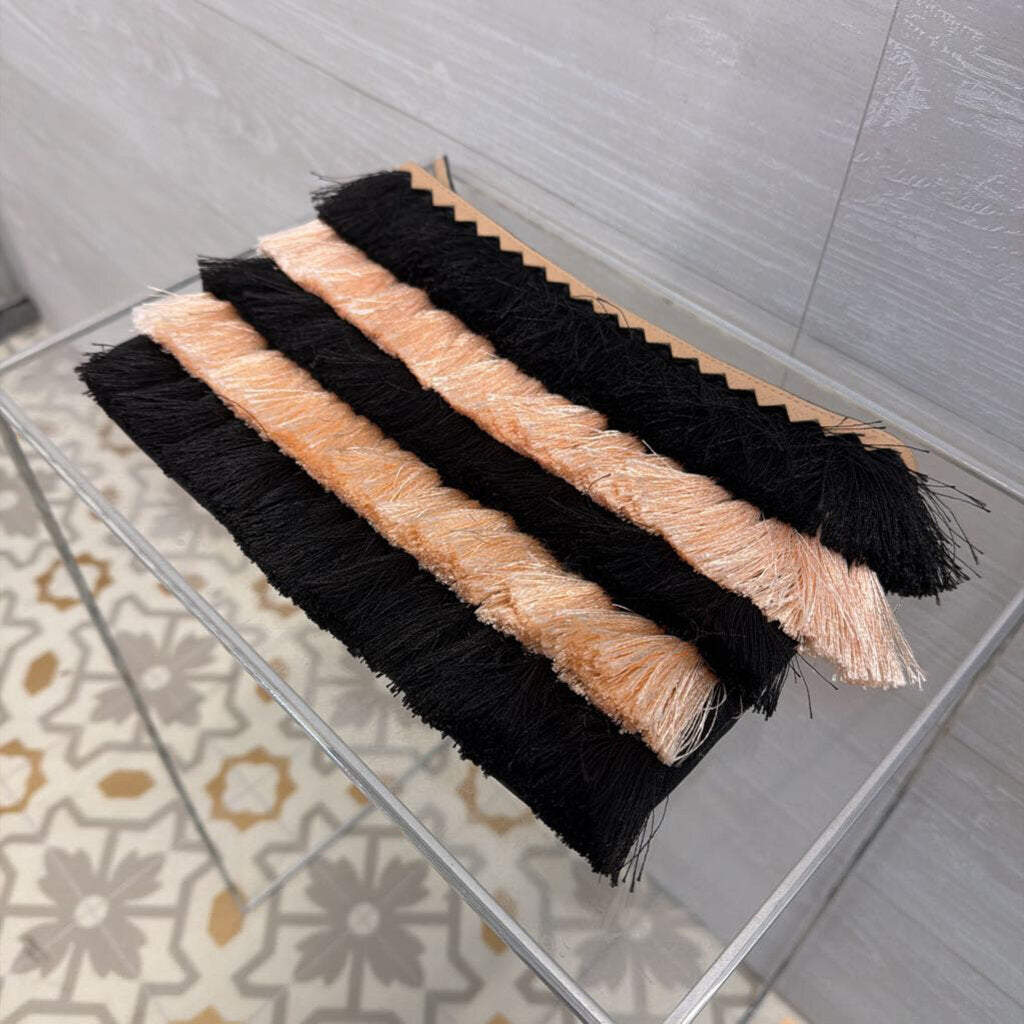 Black/ Pink Fringe Clutch Purse
