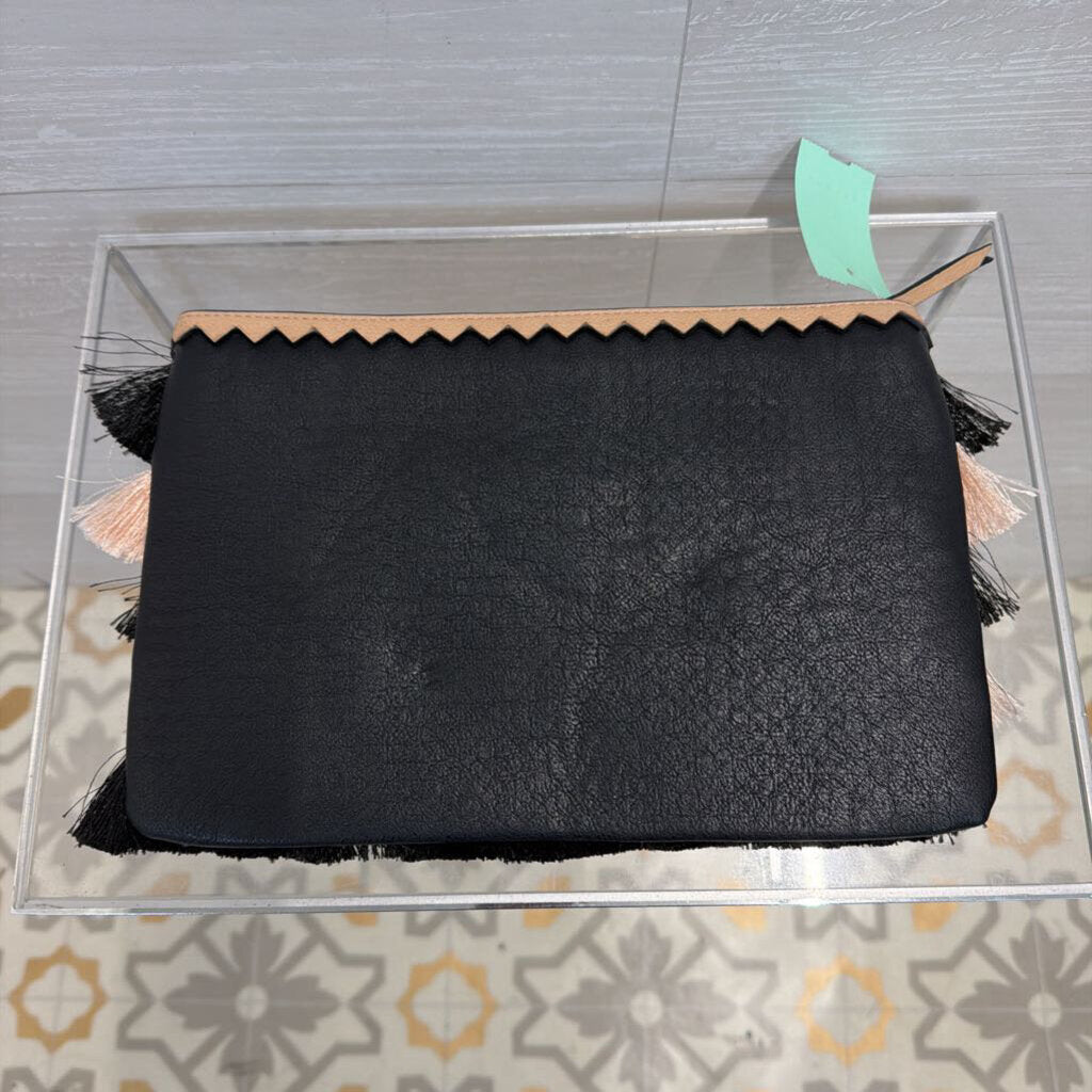 Black/ Pink Fringe Clutch Purse