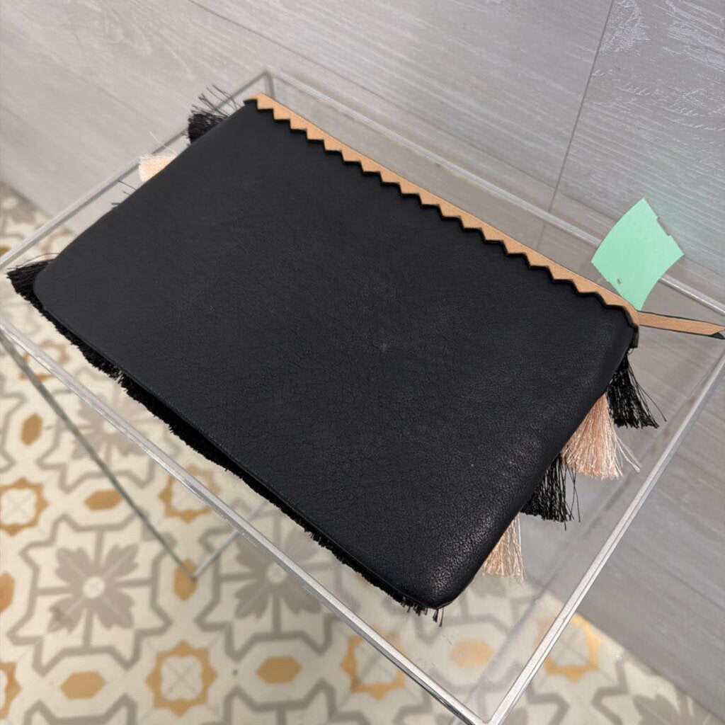 Black/ Pink Fringe Clutch Purse