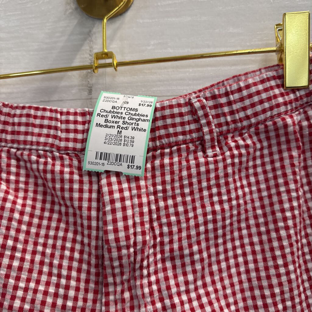 Chubbies Red/ White Gingham Boxer Shorts Medium