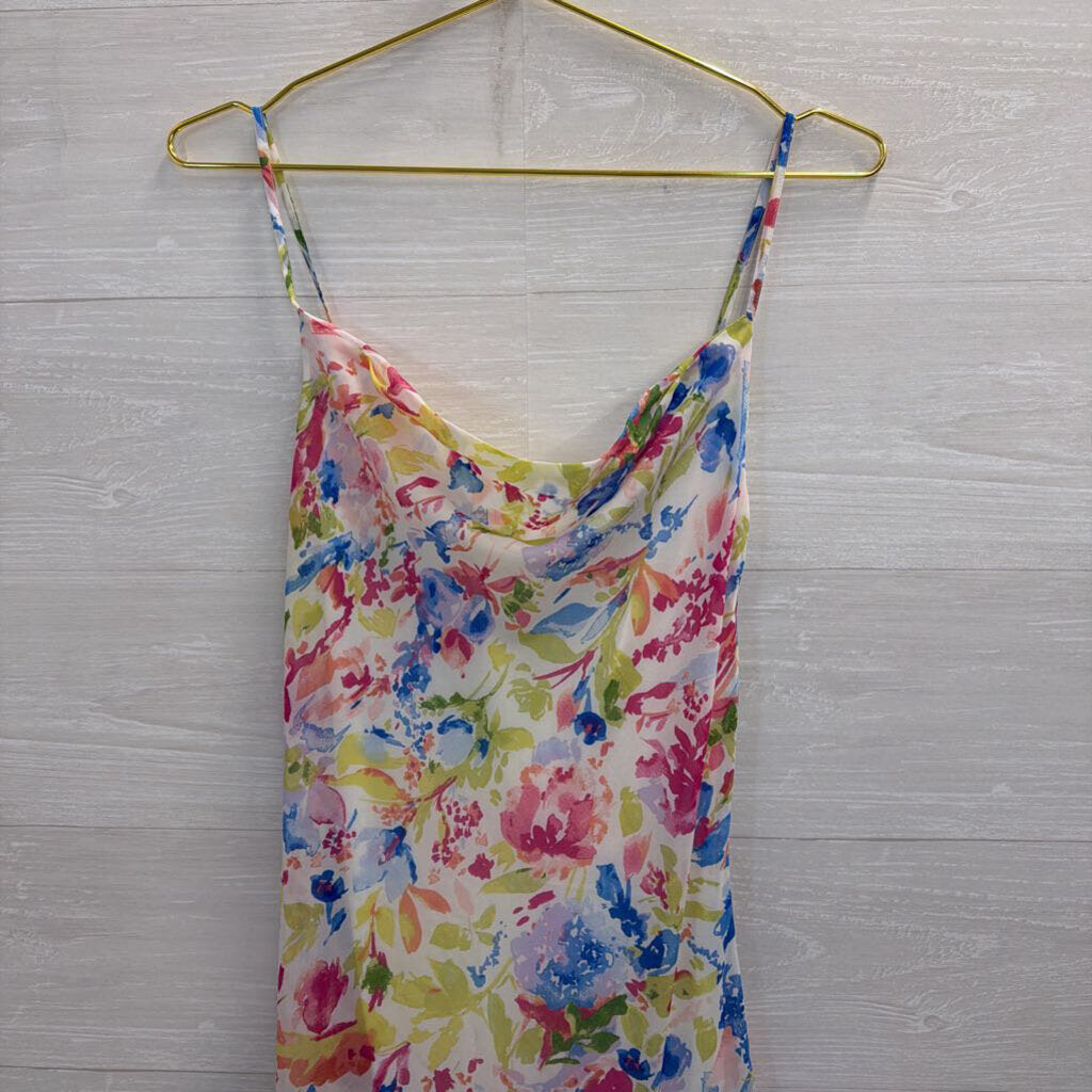 Abercrombie and Fitch White/ Multi Floral Print Midi Dress Small