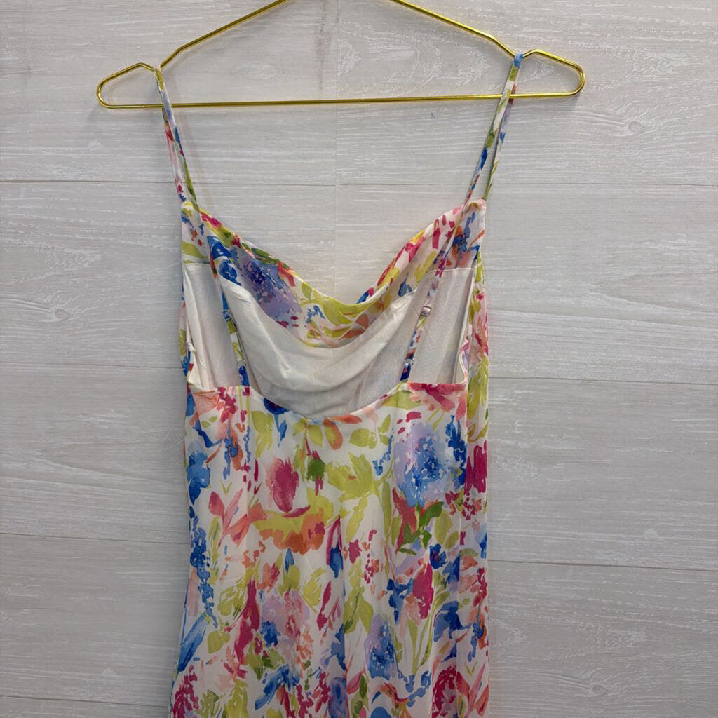 Abercrombie and Fitch White/ Multi Floral Print Midi Dress Small