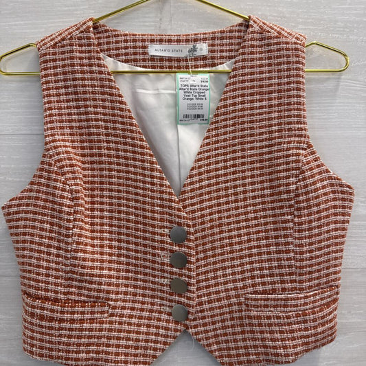 Altar'd State Orange/ White Cropped Vest Top Small