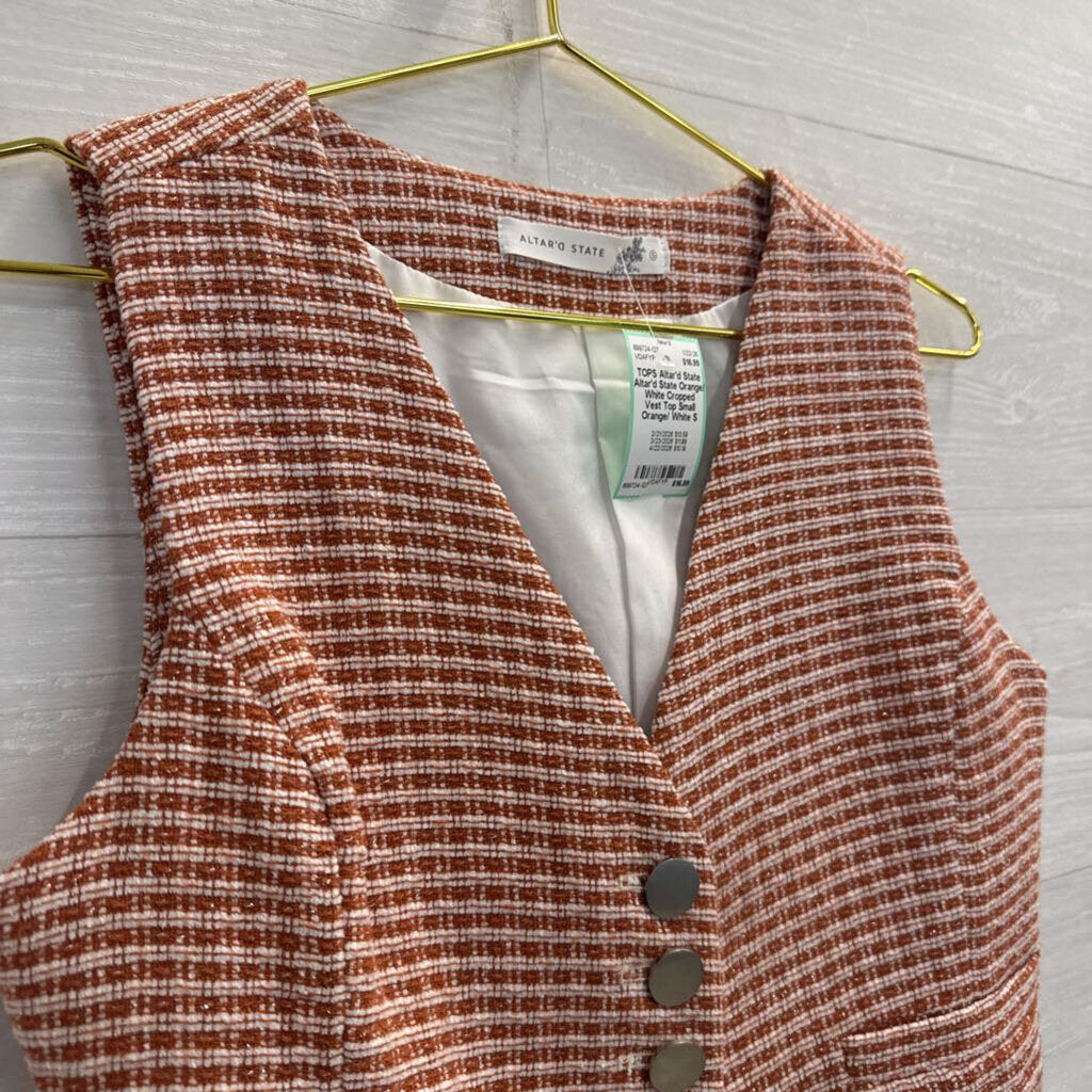 Altar'd State Orange/ White Cropped Vest Top Small
