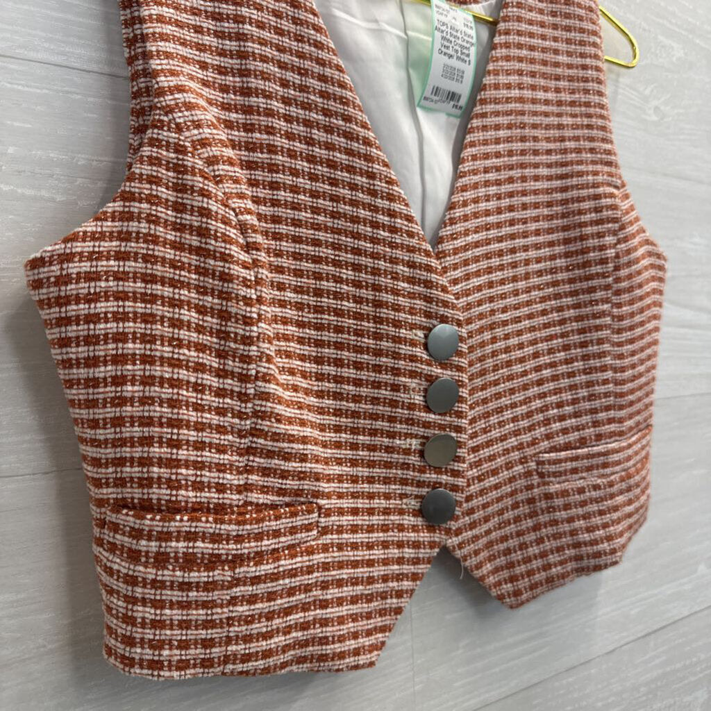 Altar'd State Orange/ White Cropped Vest Top Small