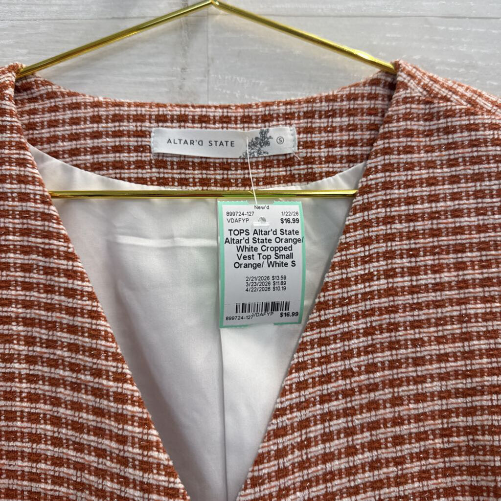 Altar'd State Orange/ White Cropped Vest Top Small