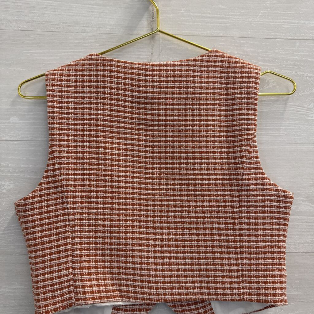 Altar'd State Orange/ White Cropped Vest Top Small
