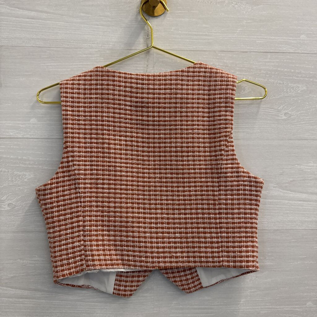 Altar'd State Orange/ White Cropped Vest Top Small