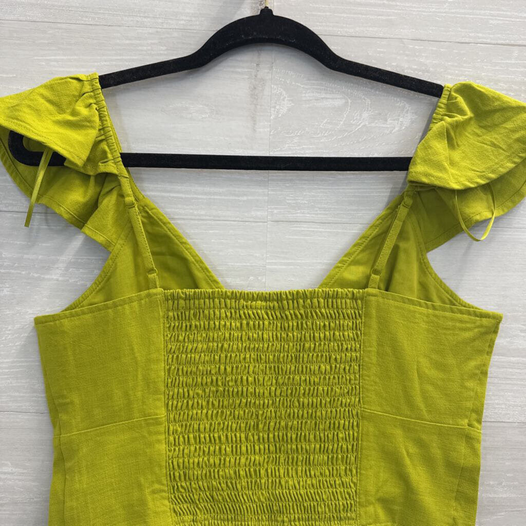 Green Flutter Short Sleeve Crop Top Small