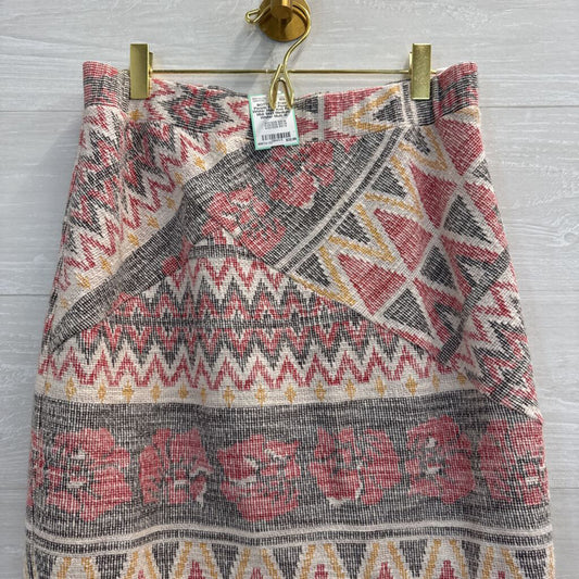 Free People White/ Multi Knit Print Midi Skirt Medium