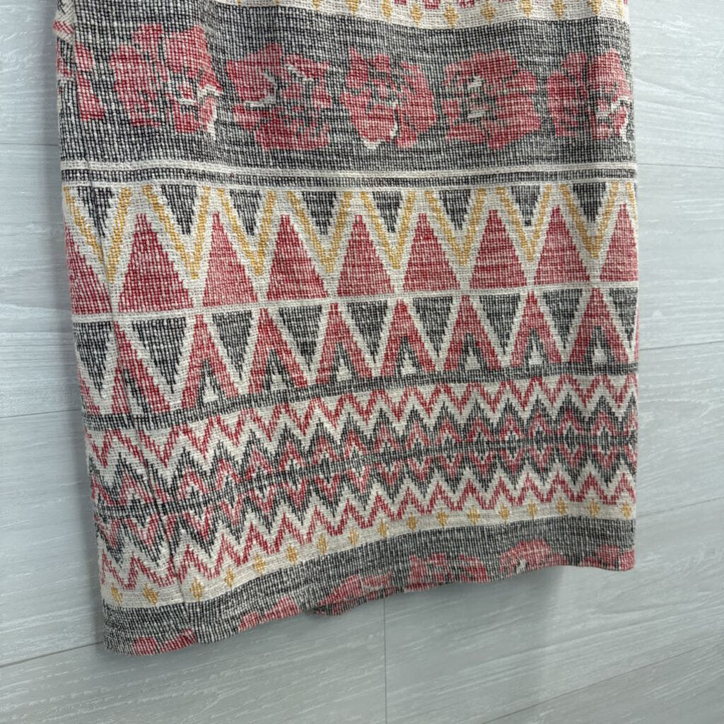 Free People White/ Multi Knit Print Midi Skirt Medium