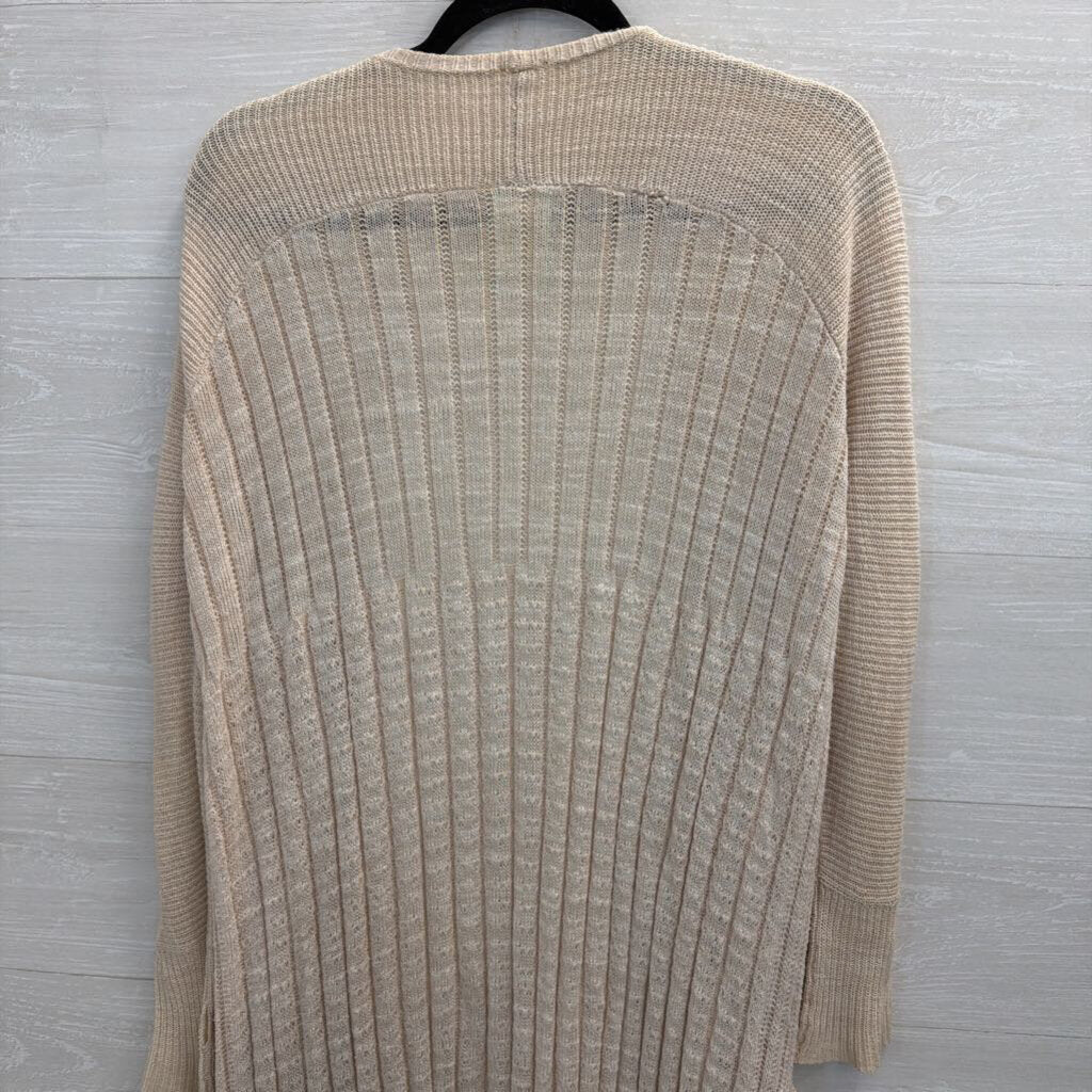 Free People Beige Knit Open Front Long Sleeve Duster Sweater Smll