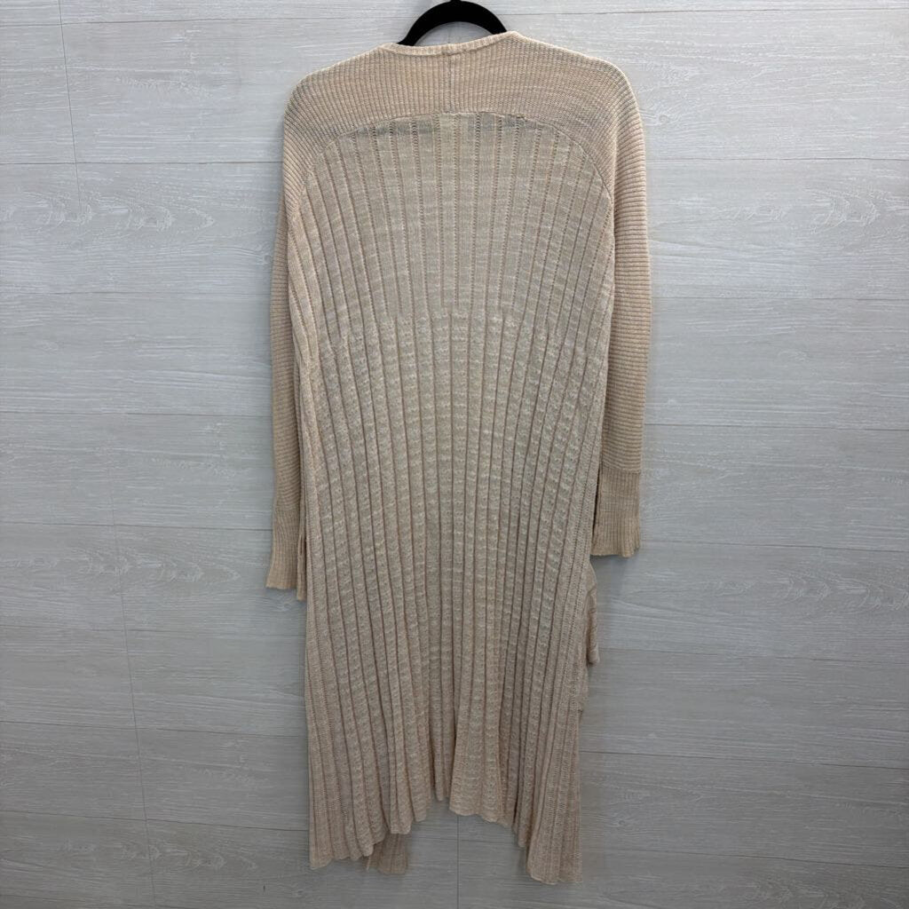 Free People Beige Knit Open Front Long Sleeve Duster Sweater Smll