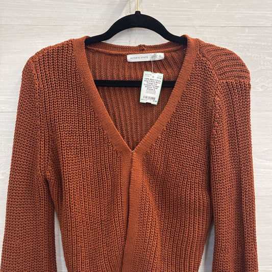 Altar'd State Burnt Orange Knit Cropped Cardigan Sweater Small