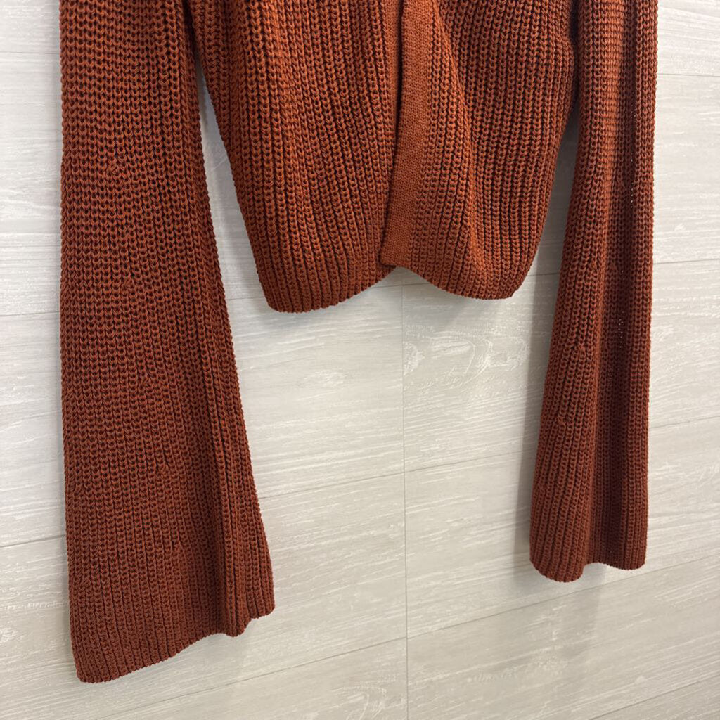 Altar'd State Burnt Orange Knit Cropped Cardigan Sweater Small