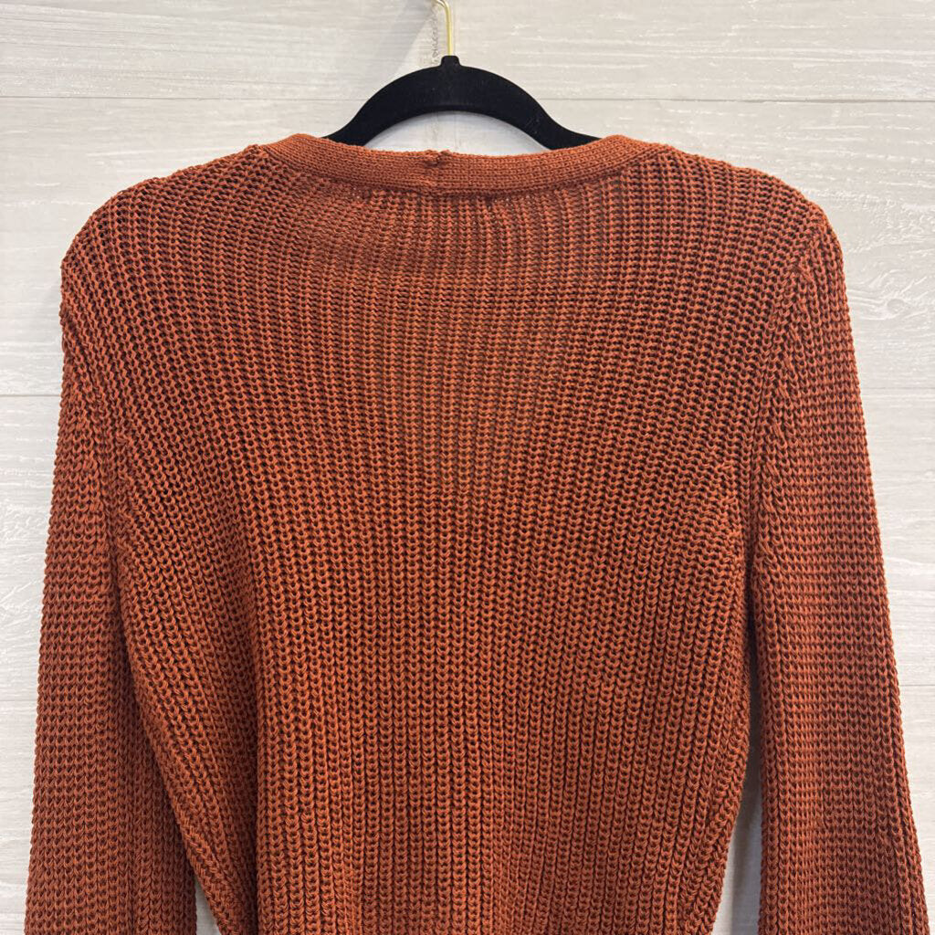 Altar'd State Burnt Orange Knit Cropped Cardigan Sweater Small