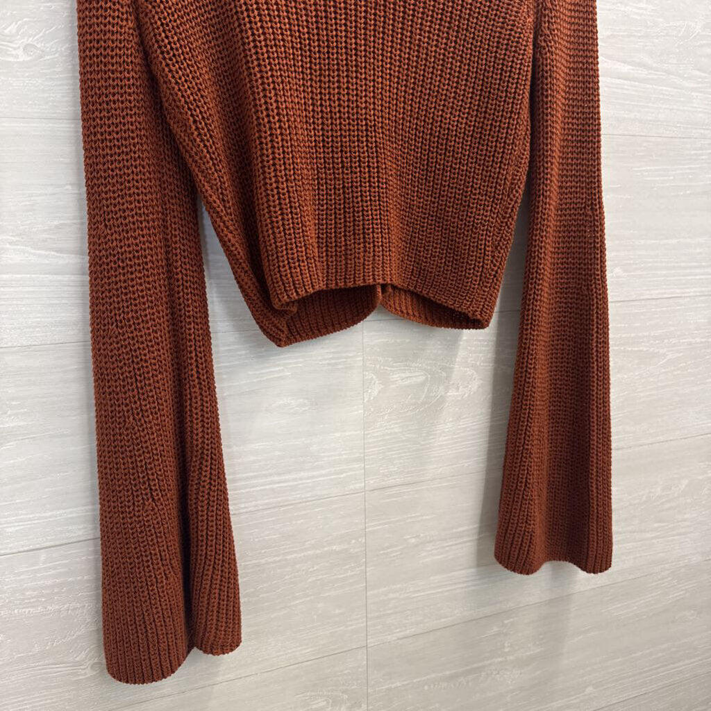Altar'd State Burnt Orange Knit Cropped Cardigan Sweater Small