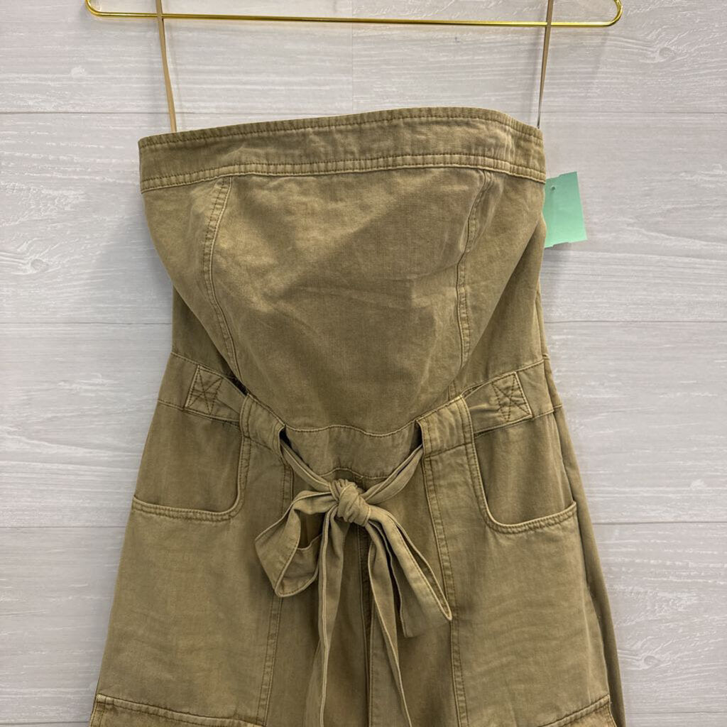 Green Strapless Tie Waist Jumpsuit Large