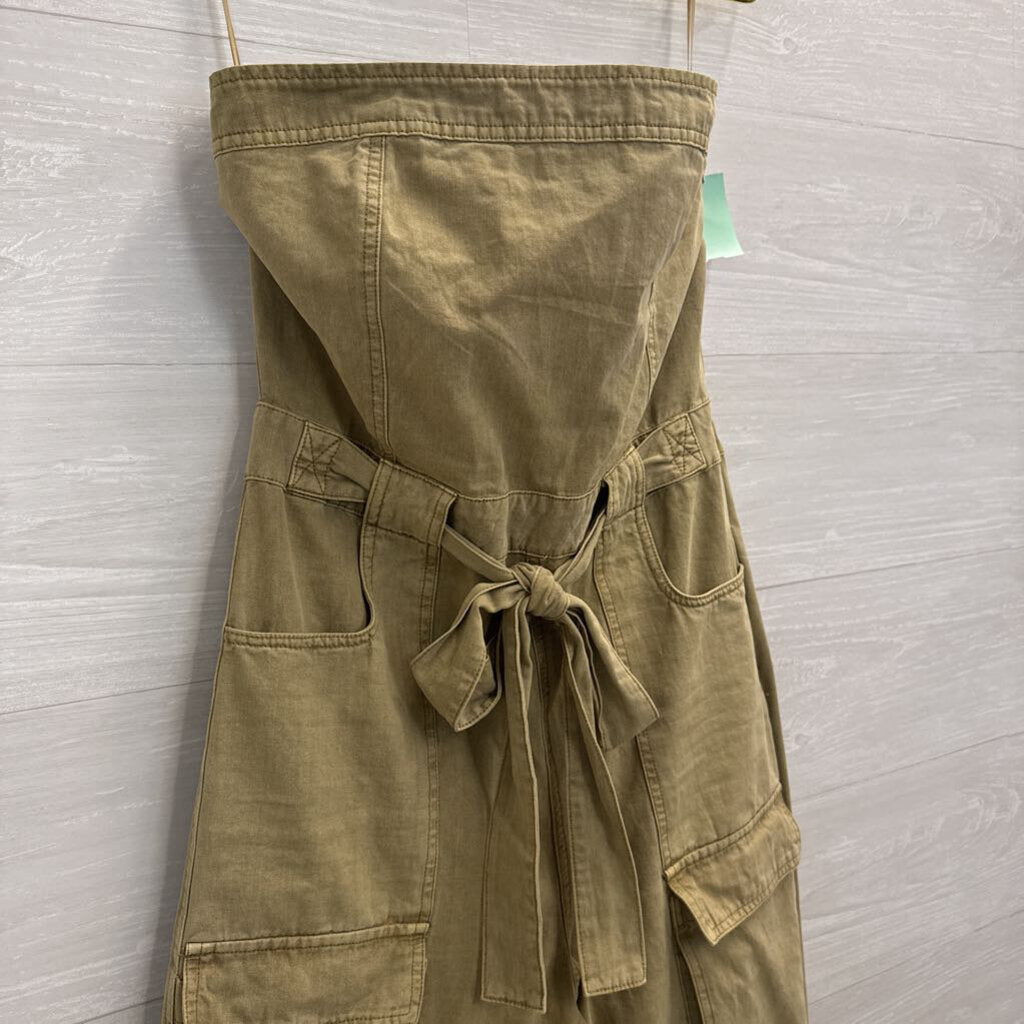 Green Strapless Tie Waist Jumpsuit Large