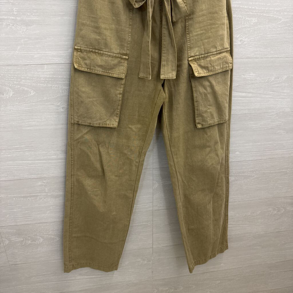 Green Strapless Tie Waist Jumpsuit Large