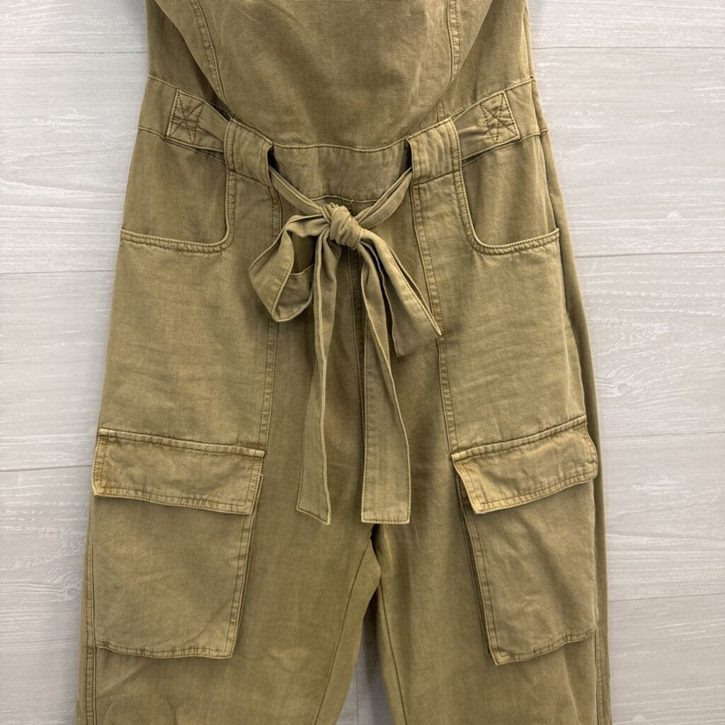 Green Strapless Tie Waist Jumpsuit Large