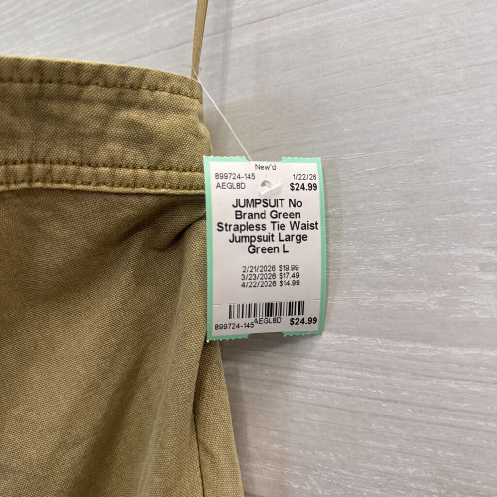Green Strapless Tie Waist Jumpsuit Large