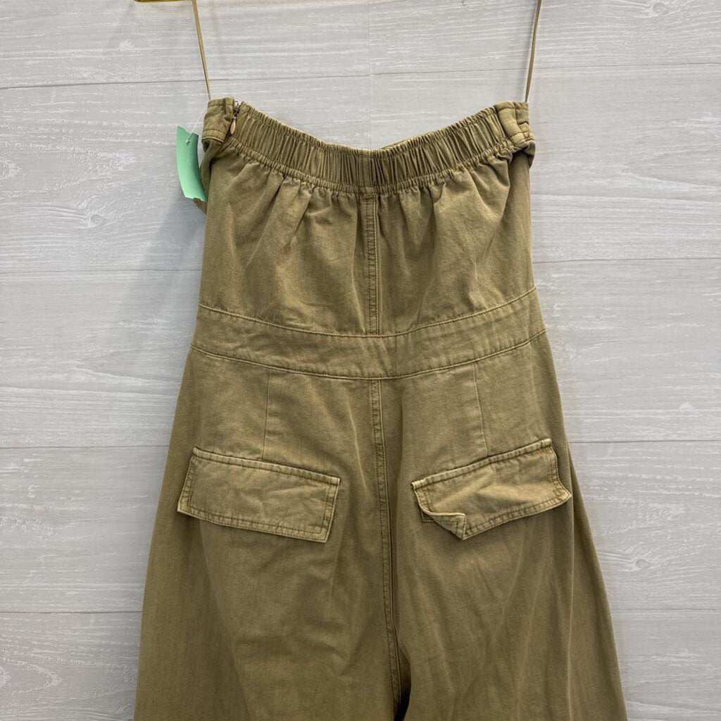 Green Strapless Tie Waist Jumpsuit Large