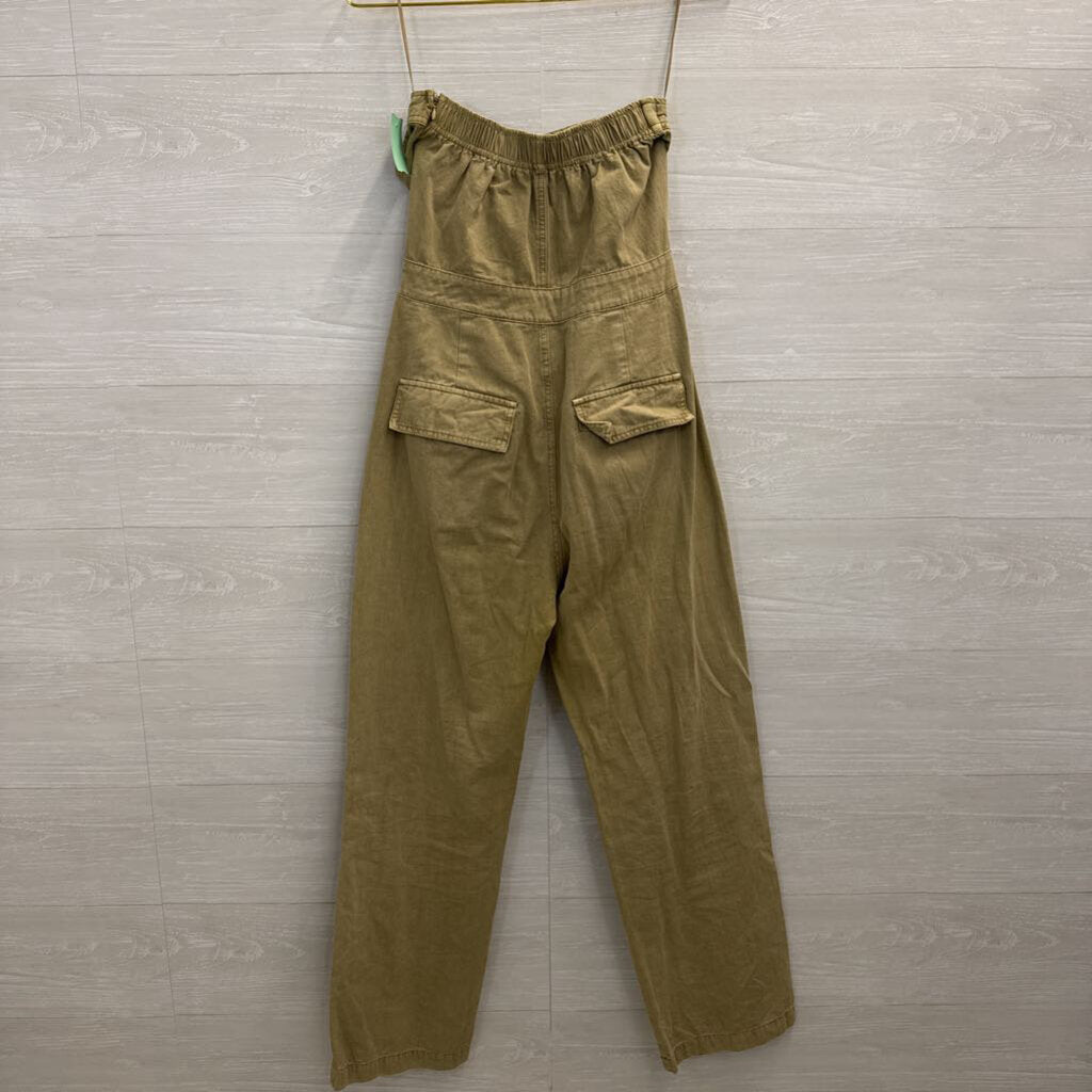 Green Strapless Tie Waist Jumpsuit Large