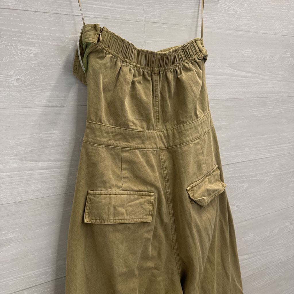 Green Strapless Tie Waist Jumpsuit Large