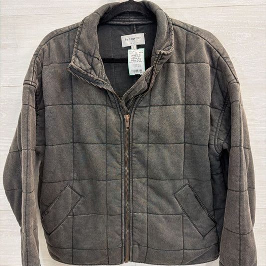 By Together Grey Quilted Zip Up Jacket Small