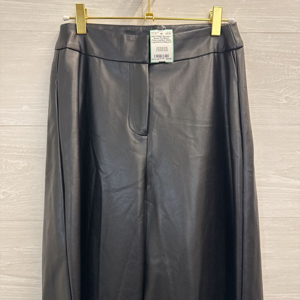 Show Po Black Faux Leather Wide Leg Pants 8